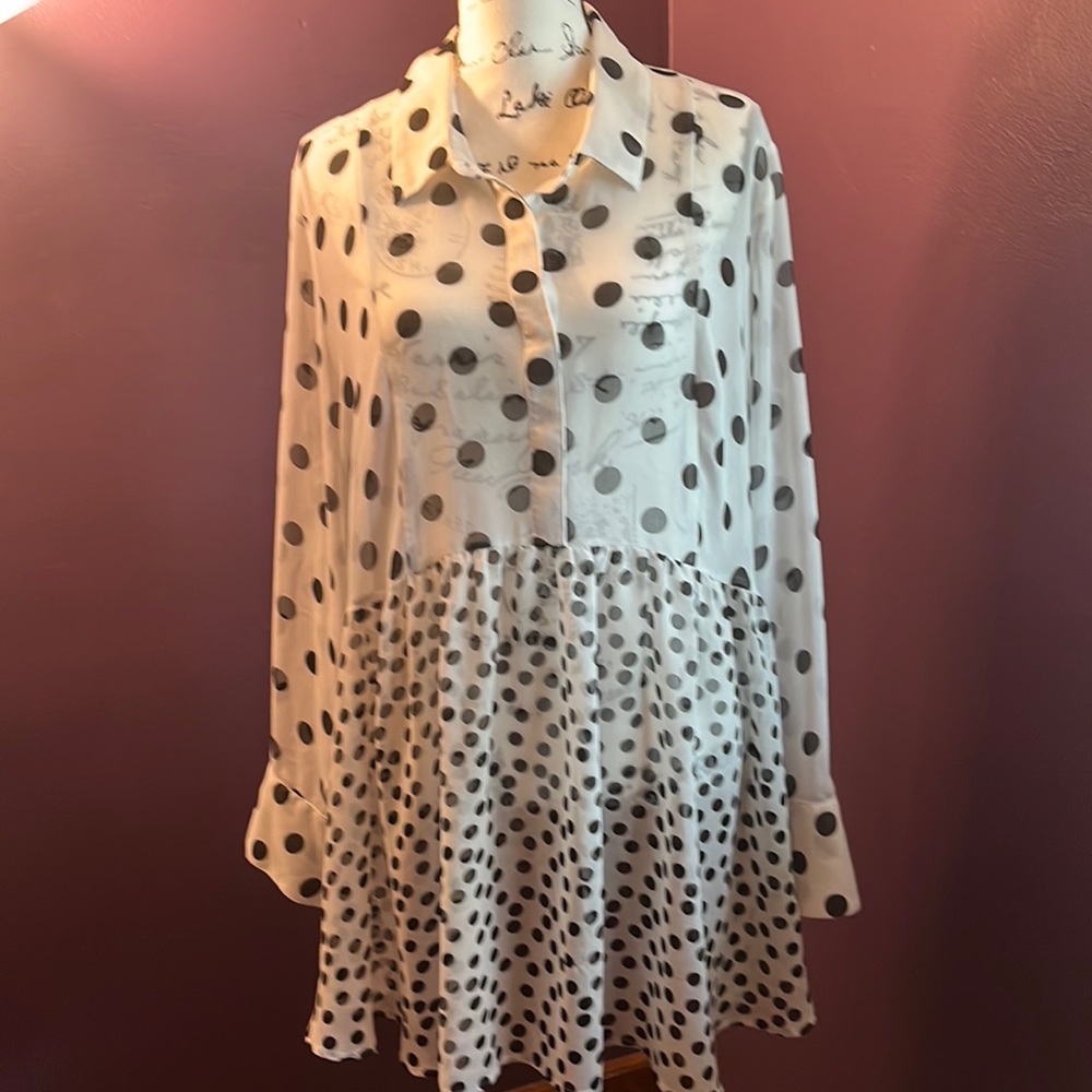 Adorable sheer polka dot tunic